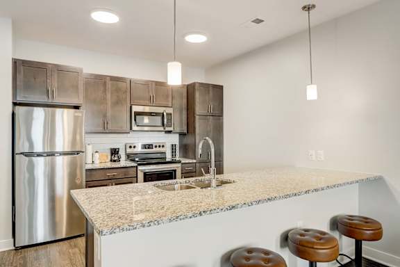 Kitchen with Island at Wesmont, Indiana, 46202