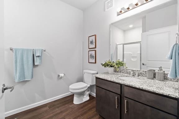 Bathroom with Large Mirror and Sink at Highview Pointe, Louisville, KY