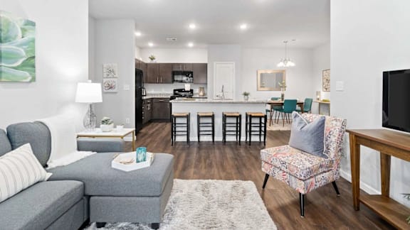 Living Room with TV at Highview Pointe, Louisville, KY, 40228