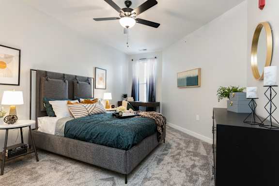 Cozy Bedroom with Large Bed at Wesmont, Indiana, 46202