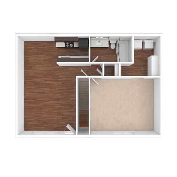 a floor plan of a small apartment with a bedroom and a living room