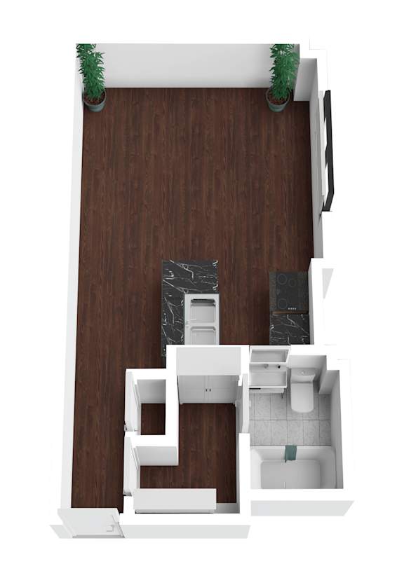 a floor plan of a small house with a wooden