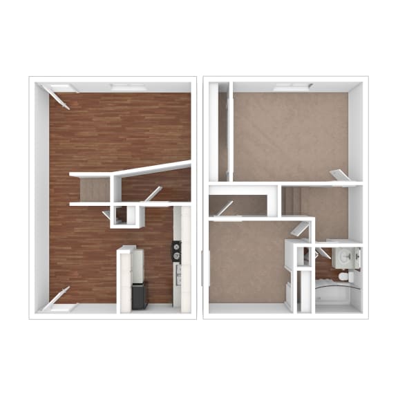 2 Bed 1 Bath Floor Plan at Townhomes at 28th, Columbus, IN
