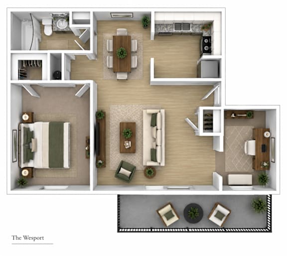 A floor plan of a house named The Wesport.