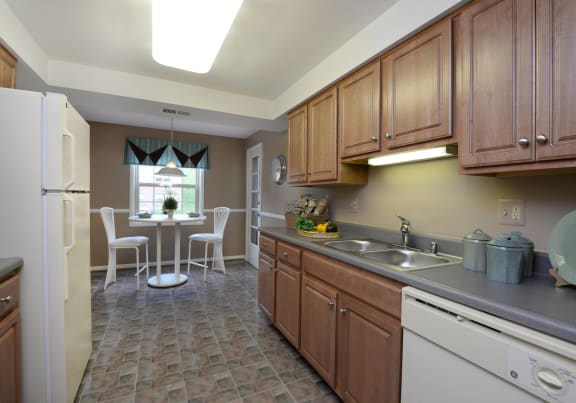 Kitchen and dining room at Cromwell Valley Apartments, Towson, Maryland