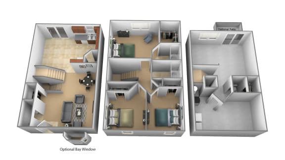 3 bedroom 2.5 bathroom floor plan at Carlson Woods Townhomes in Randallstown MD