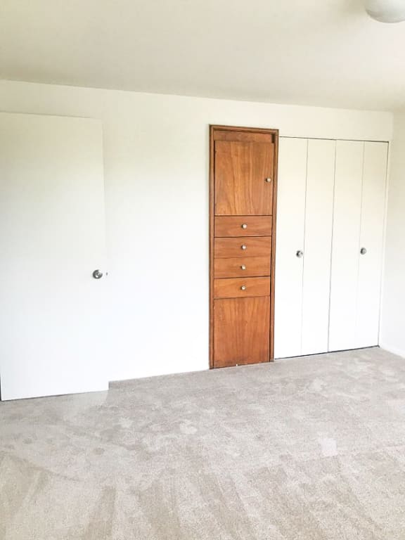 Bedroom with white walls at Hyde Park Apartments*, Essex, MD 21221