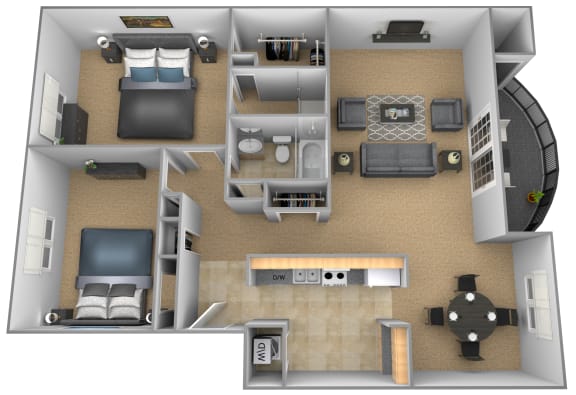 Two Bedroom Apartment floor plan Available at The Brittany in Pikesville