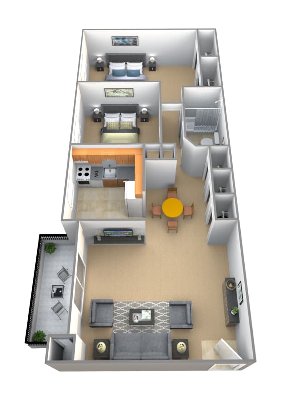 2 bedroom 1 bathroom Chancellor floor plan at Lawyers Hill Apartments in Elkridge MD