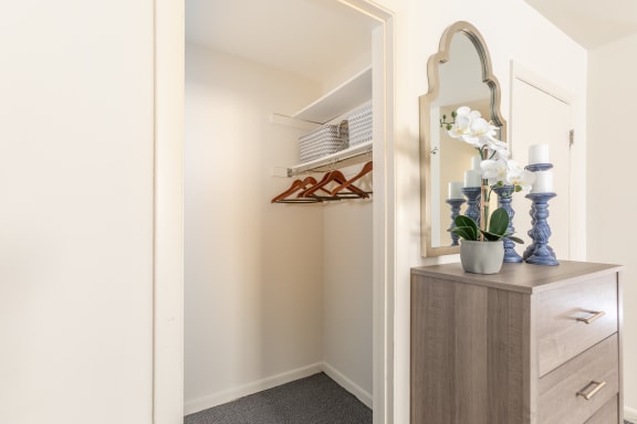 Each large room has matching large closet space in each apartment  at Lawyers Hill Apartments, Elkridge, 21075