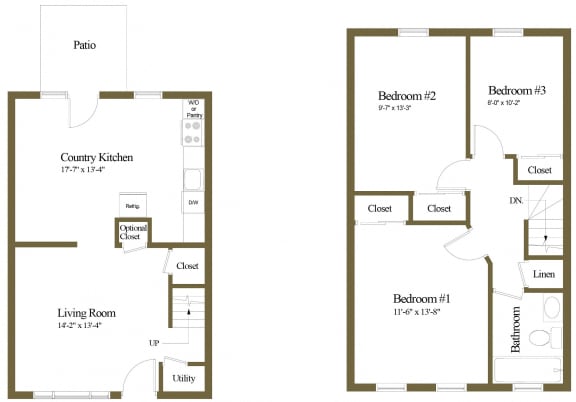 Two bedroom apartment with a living room and a dining room at The Orchards at Severn Townhomes*, Severn, 21144