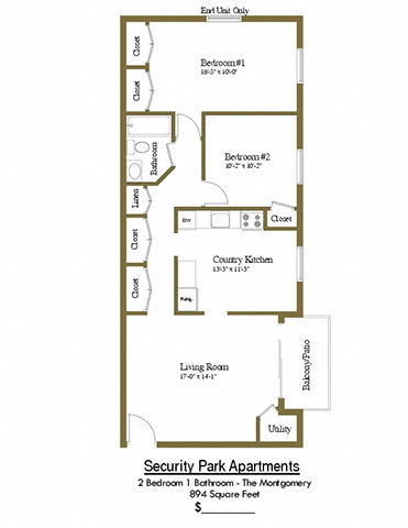 a floor plan of a bedroom apartment with a bathroom and a living room  at Fairbrook Park, Baltimore, MD 21244