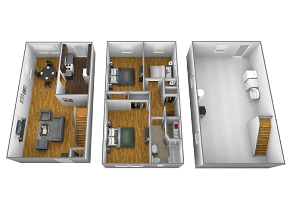 Floor Plan  3 bedroom 1 bathroom floor plan style 1 at Foxridge Townhomes in Essex, MD