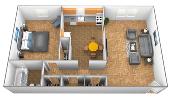Floor Plan  a floor plan of a two bedroom apartment with two bathrooms and a balcony at Winston Apartments, Maryland, 21239