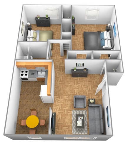 Floor Plan  2 bedroom 1 bathroom  floor plan at Winston Apartments, Baltimore