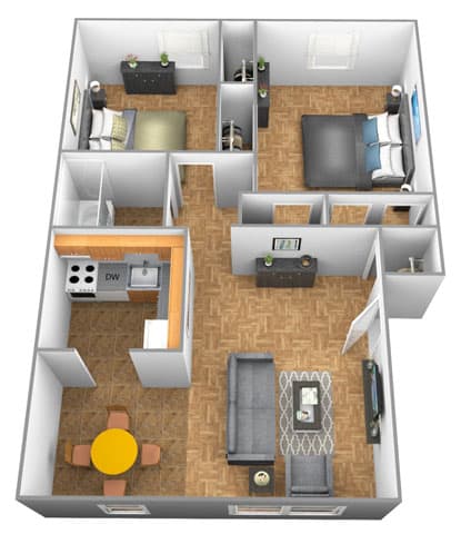 a drawing of a floor plan with a bedroom and a living room