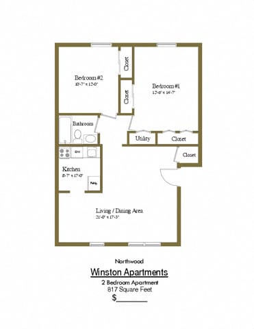 the floor plan at Winston Apartments, Baltimore, 21239