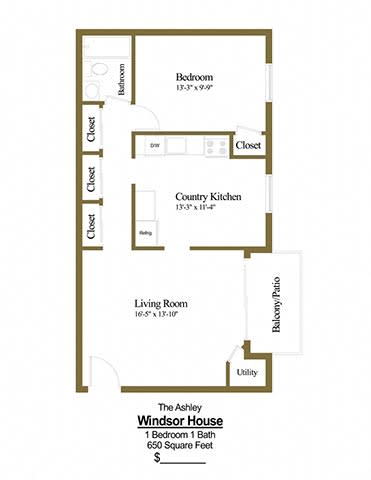 1 bedroom, 1 bathroom apartment at Windsor House Apartments in Middle River, MD