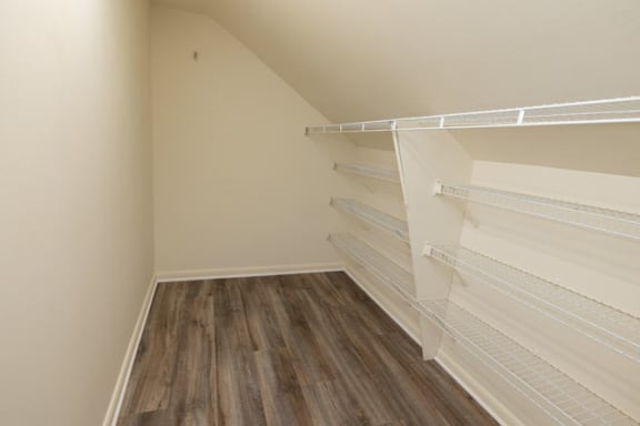 a walk in closet at the historic electric building in fort worth, tx at Ivy Hall Apartments*, Towson, 21204