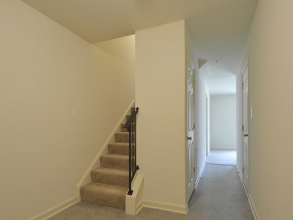 View from the bottom of the stairs in a house at The Pointe at Manorgreen Townhomes, Baltimore, 21220
