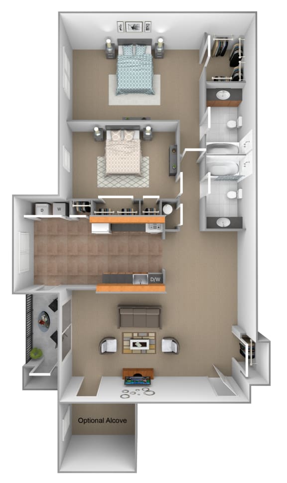 Floor Plan  2 Bedroom 2 Bathroom Floor Plan at The Summit at Owings Mills Apartments, Owings Mills
