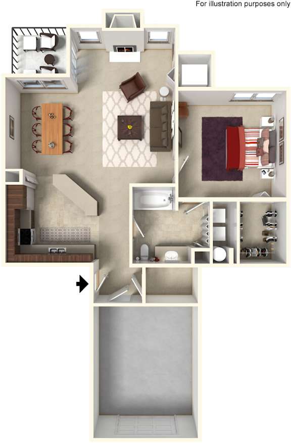 A floor plan of a house showing a kitchen, living room, dining room, and bedrooms.