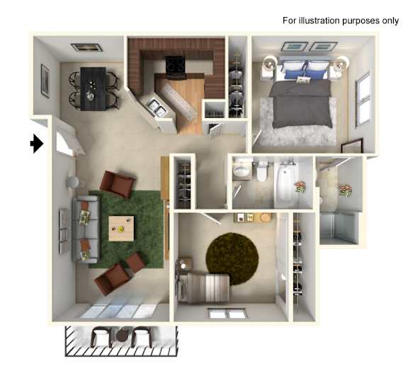 Floor Plan  A series of images showing different room layouts for illustration purposes.