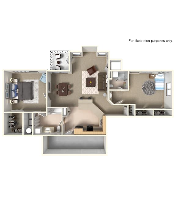 A floor plan of a house with a kitchen, living room, and bedrooms.
