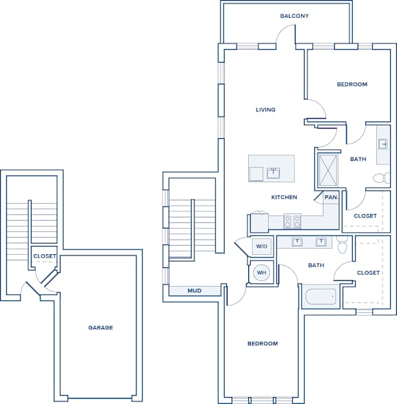 Floor Plan  1168 sqft two bed two bath floor plan image