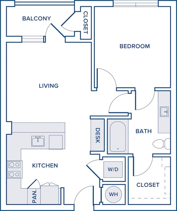 Floor Plan  676 one bed one bath floorplan image