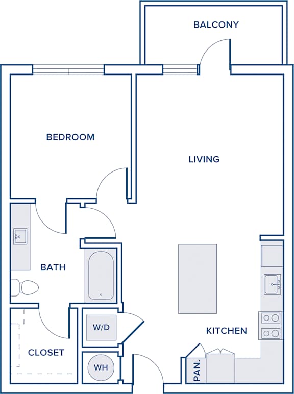 Floor Plan  753-774 sqft one bed one bath floorplan image