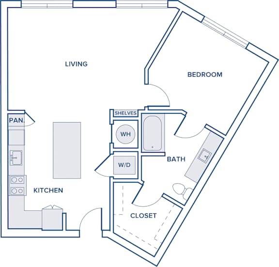 Floor Plan  816 sqft one bed one bath floorplan image