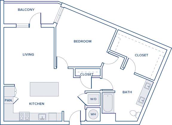 Floor Plan  926 sqft one bed one bath floorplan image