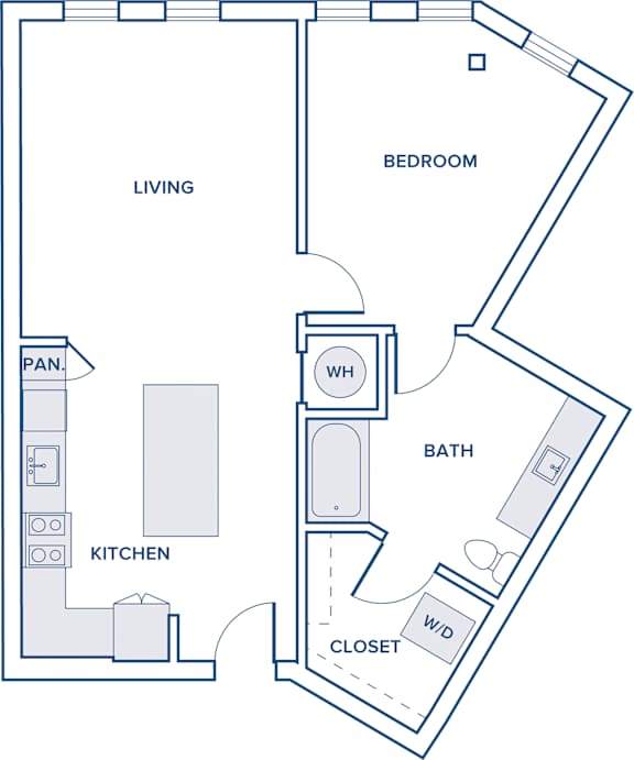 Floor Plan  790 sqft one bed one bath floorplan image