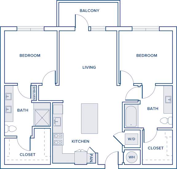 Floor Plan  1050-1074 sqft two bed two bath floorplan imageplan of a bedroom apartment