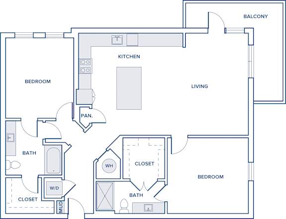 Floor Plan  1324 sqft two bed two bath floorplan image