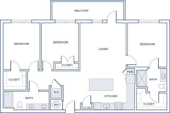 Floor Plan  1352-1400 sqft three bed two bath floorplan
 image