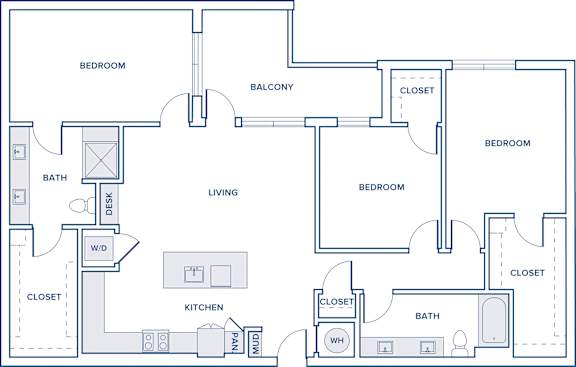 Floor Plan  1546 sqft three bed two bath floorplan image