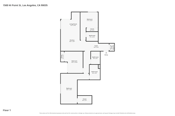 A floor plan of a building at 1500 HI Point St, Los Angeles, CA 90035.