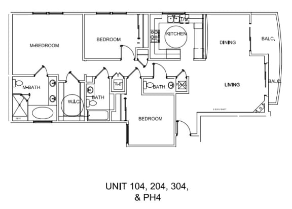 Units 104, 204, 304, PH4