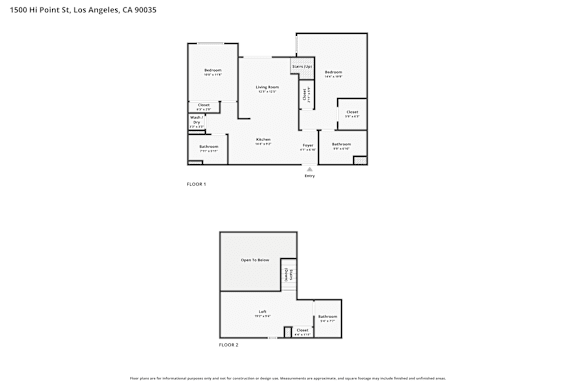 A floor plan for a property located at 1500 HI Point St, Los Angeles, CA 90035 is displayed.