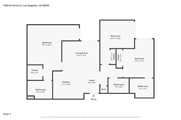 A floor plan of a two bedroom apartment.