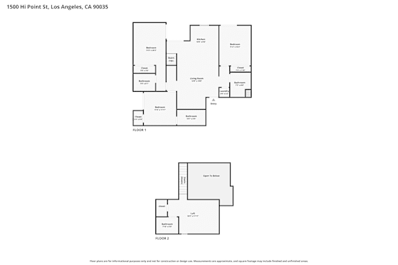 A floor plan of a building with two separate entrances.