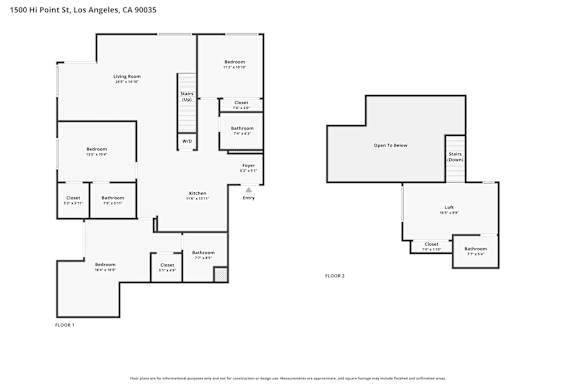 A floor plan for a property located at 1500 HI Point St, Los Angeles, CA 90035.