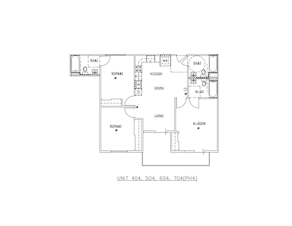 A floor plan of a unit with labeled rooms and dimensions.