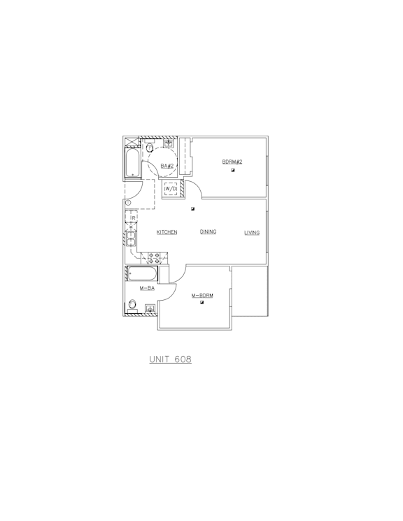 A floor plan of a unit labeled Unit 608.