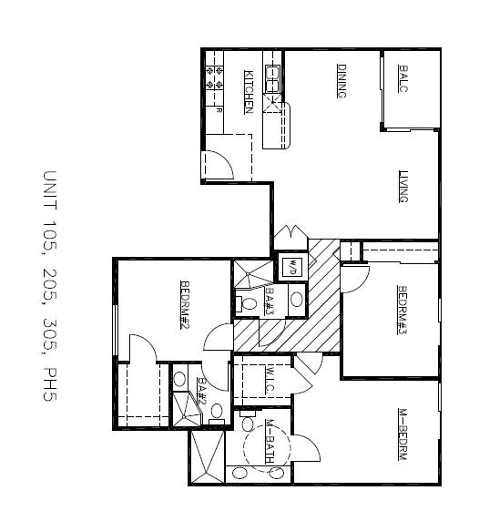 A black and white image of a floor plan for an apartment.