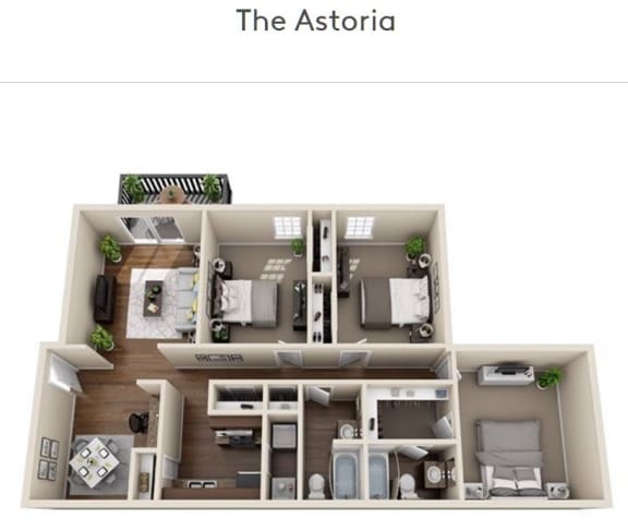The Astoria Floor Plan at Ascot Place Apartments, Birmingham, AL