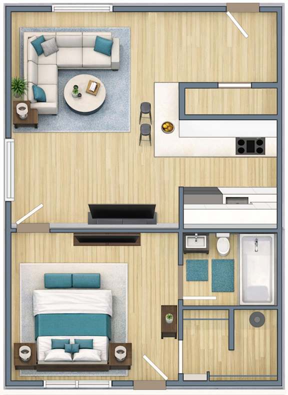 1-bed, 1-bath 620-sqft floor plan at Haven on Canal Apartments in New Smyra Beach