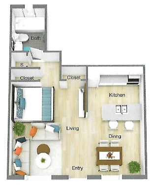 Park Apartments 665 square foot studio apartment floor plan